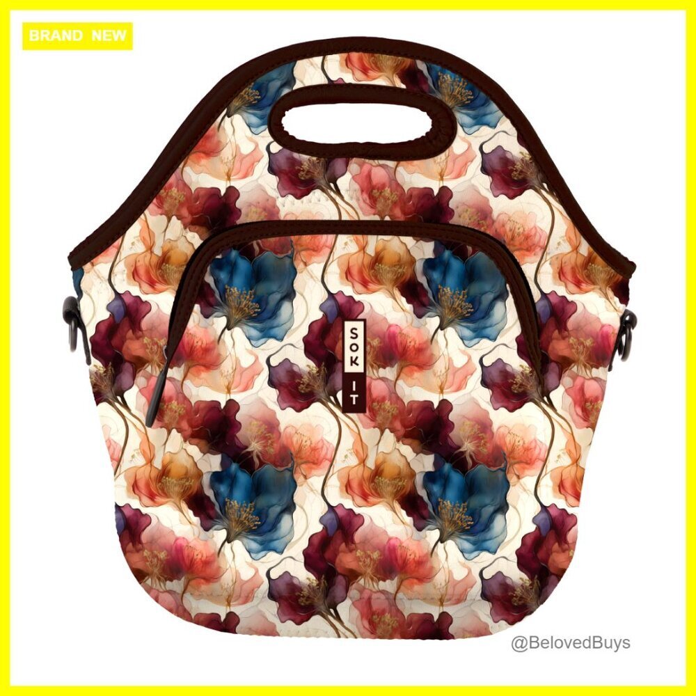 Insulated Neoprene Lunch Tote with Zipper, XL 6.5 Quart Capacity